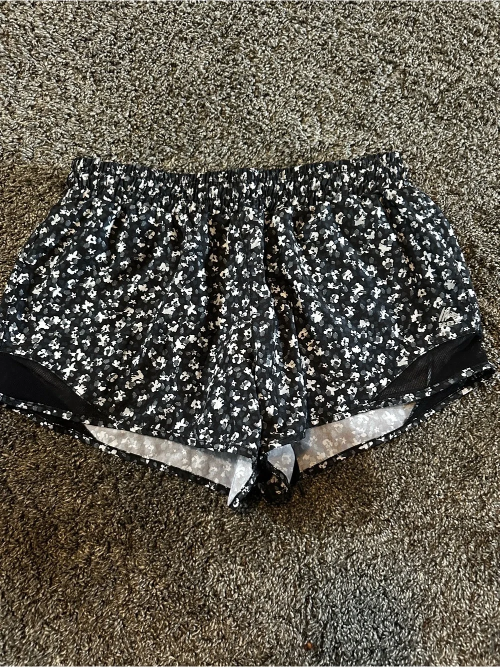 RBX Black Shorts with White Floral Elastic Waist